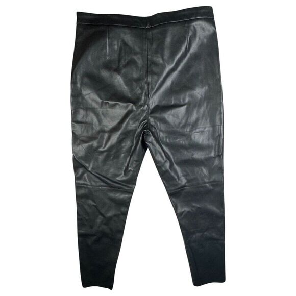 Zara Black Faux Leather Zip Ankle Pants Raw Hem Size XL - Picture 2 of 9